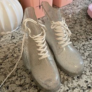 Clear glitter boots